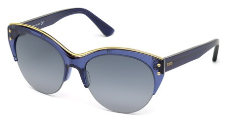 Tod's TO-0170 Sunglasses, 90B - Shiny Blue / Gradient Smoke