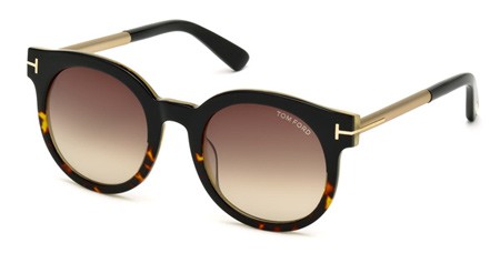 Tom Ford JANINA Sunglasses, 01K - Shiny Black / Gradient Roviex