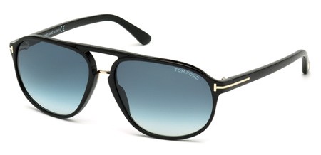 Tom Ford JACOB Sunglasses, 01P - Shiny Black / Gradient Green