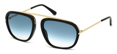 Tom Ford JOHNSON Sunglasses, 01P - Shiny Black / Gradient Green