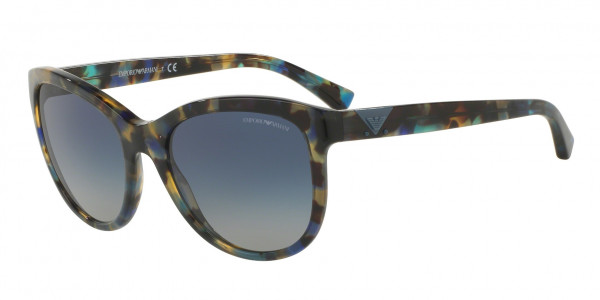 Emporio Armani EA4076 Sunglasses, 55424L HAVANA SPOT BLUE (BLUE)