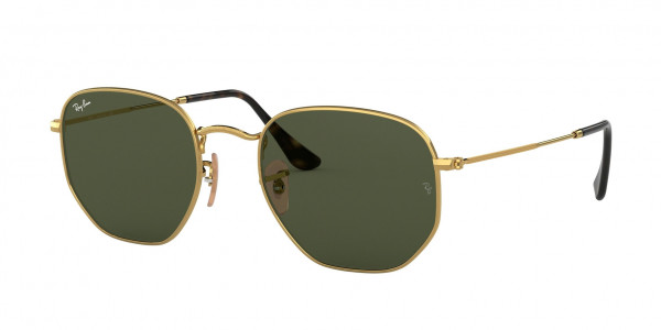 Ray-Ban RB3548N HEXAGONAL Sunglasses, 001 HEXAGONAL ARISTA G-15 GREEN (GOLD)
