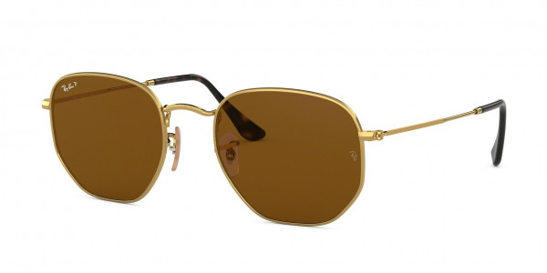 Ray-Ban RB3548N HEXAGONAL Sunglasses, 001/57 HEXAGONAL ARISTA B-15 BROWN (GOLD)