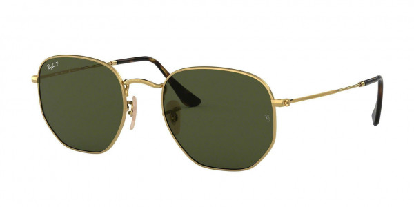 Ray-Ban RB3548N HEXAGONAL Sunglasses, 001/58 HEXAGONAL ARISTA POLAR GREEN (GOLD)