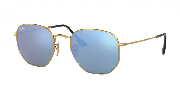 Ray-Ban RB3548N HEXAGONAL Sunglasses, 001/9O HEXAGONAL ARISTA LIGHT BLUE FL (GOLD)