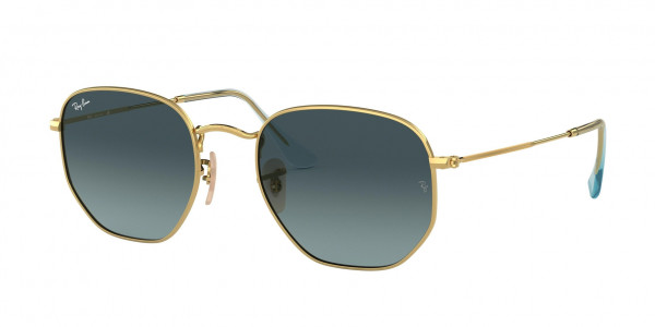 Ray-Ban RB3548N HEXAGONAL Sunglasses, 91233M HEXAGONAL ARISTA BLUE GRADIENT (GOLD)