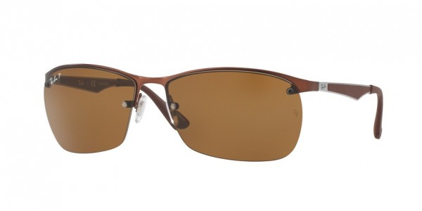 Ray-Ban RB3550 Sunglasses, 012/83 MATTE DARK BROWN (BROWN)