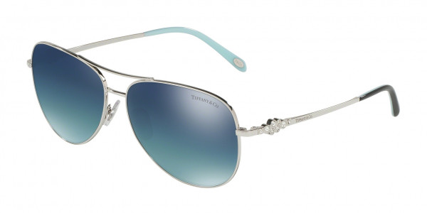Tiffany & Co. TF3052B Sunglasses, 60014Y SILVER LT BLUE GRAD BLUE MIR S (SILVER)