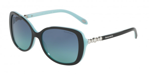 Tiffany & Co. TF4121BF Sunglasses, 80559S BLACK ON TIFFANY BLUE TIFFANY (BLACK)