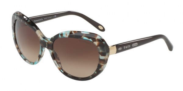 Tiffany & Co. TF4122F Sunglasses, 82153B BROWN HAVANA SPOTTED OPAL BLUE (HAVANA)