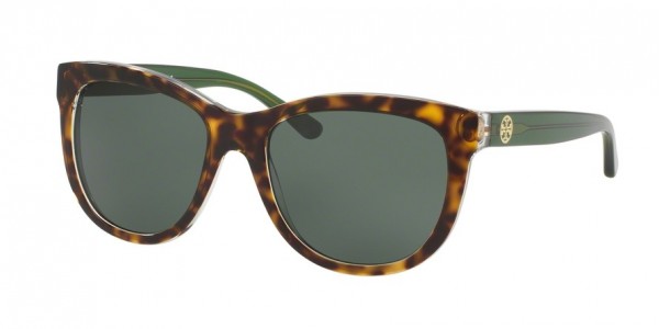 Tory Burch TY7091 Sunglasses, 163471 TORT CRYSTAL/BOTTLE GREEN (HAVANA)