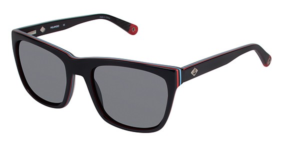 Sperry Top-Sider Fishers Island Sunglasses, C01 Black / Red (Soft Silver Flash)
