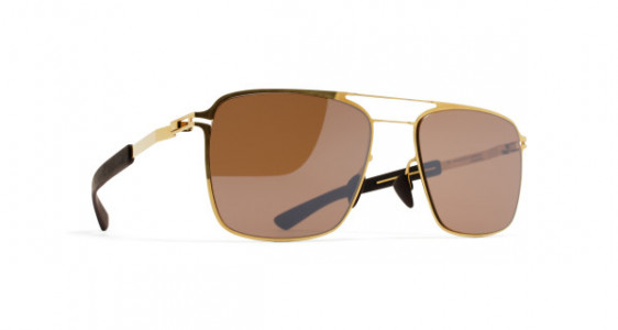 Mykita Mylon FLAX Sunglasses, MH2 GOLD/EBONY BROWN - LENS: SIENNA BROWN FLASH