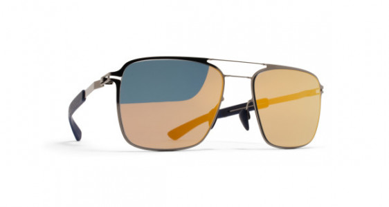 Mykita Mylon FLAX Sunglasses, MH4 SHINY GRAPHITE/NAVY BLUE - LENS: PEARLY GOLD FLASH