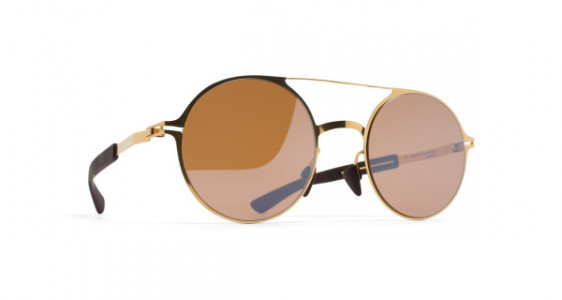 Mykita Mylon LUPINE Sunglasses, MH2 GOLD/EBONY BROWN - LENS: SIENNA BROWN FLASH