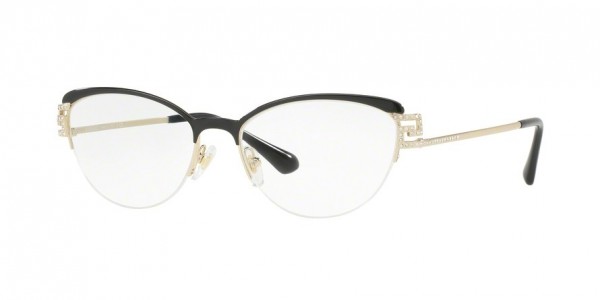 Versace VE1239B Eyeglasses, 1291 BLACK/PALE GOLD (GOLD)