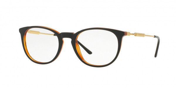 Versace VE3227 Eyeglasses, 138 BLACK/TRANSPARENT ORANGE (BLACK)