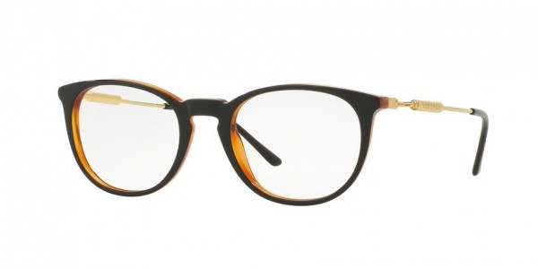 Versace VE3227A Eyeglasses, 138 BLACK/TRANSPARENT ORANGE (BLACK)