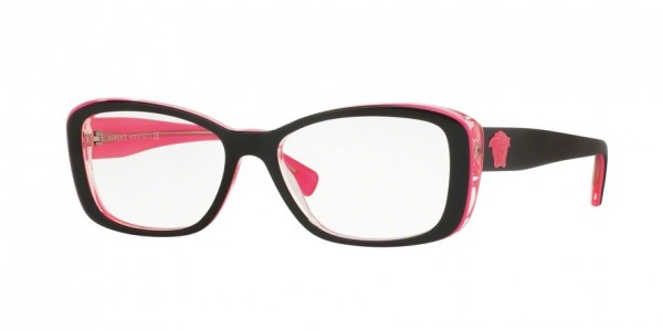 Versace VE3228A Eyeglasses, 5190 BLACK/PINK/TRANSP PINK (BLACK)