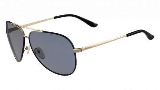 Ferragamo SF131SG Sunglasses, (727) SHINY GOLD W/BLUE ENAMEL