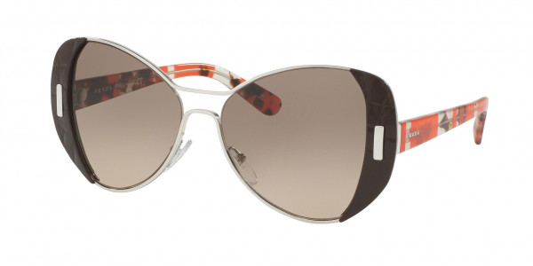 Prada PR 60SS Sunglasses, DHO3D0 SILVER/BROWN (BROWN)
