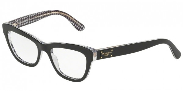 Dolce & Gabbana DG3253F Eyeglasses, 3080 BLACK/PRINT PIED DE POULE