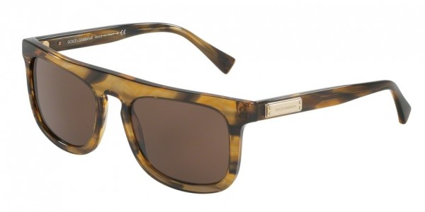 Dolce & Gabbana DG4288F Sunglasses, 306373 STRIPED BROWN (BROWN)