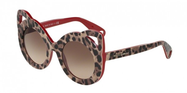 Dolce & Gabbana DG4289 Sunglasses, 307013 TOP LEO ON BORDEAUX (MULTI)