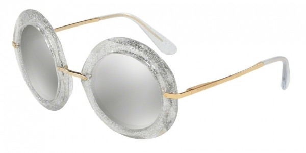 Dolce & Gabbana DG6105 Sunglasses, 31086G CRYSTAL/GLITTER SILVER