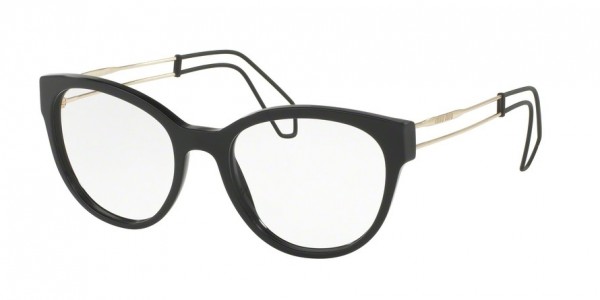 Miu Miu MU 03PVA Eyeglasses, 1AB1O1 BLACK (BLACK)