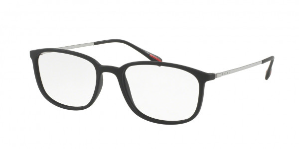 Prada Linea Rossa PS 03HV LIFESTYLE Eyeglasses, DG01O1 BLACK RUBBER (BLACK)