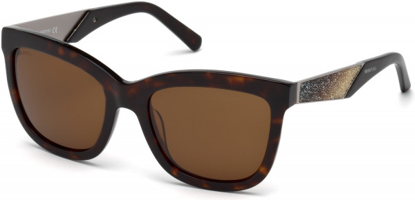 Swarovski SK0125 Sunglasses, 52E - Dark Havana / Brown