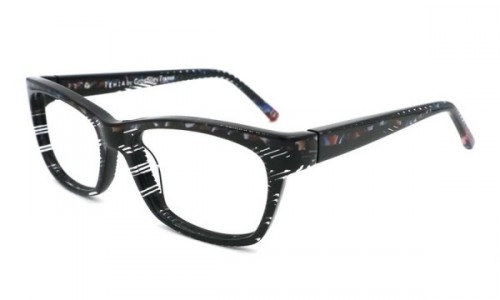 Tehia T50027 Eyeglasses, C02 Black Crystal Multi Stripe