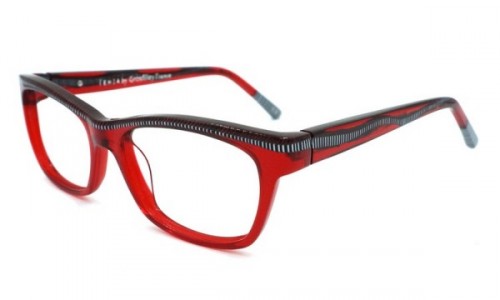 Tehia T50027 Eyeglasses, C03 Translucent Red Black Stripe