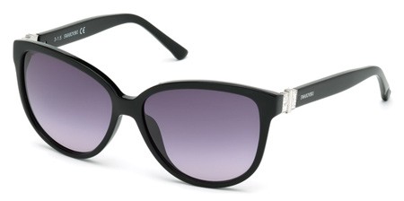 Swarovski FELICITY Sunglasses, 01B - Shiny Black / Gradient Smoke