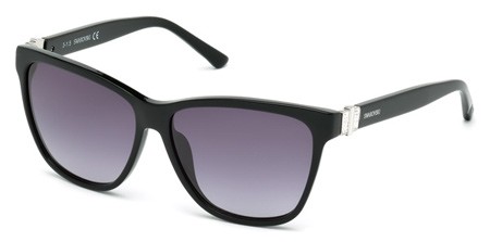 Swarovski FUNDAMENTAL Sunglasses, 01B - Shiny Black / Gradient Smoke