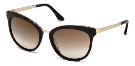 Tom Ford EMMA Sunglasses, 52G - Dark Havana / Brown Mirror