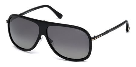 Tom Ford CHRIS Sunglasses, 01D - Shiny Black / Smoke Polarized