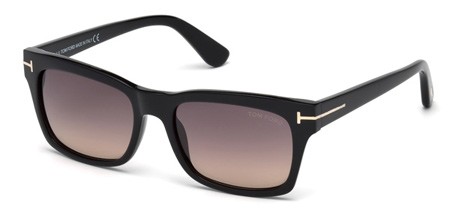 Tom Ford FREDERIK Sunglasses, 01B - Shiny Black / Gradient Smoke