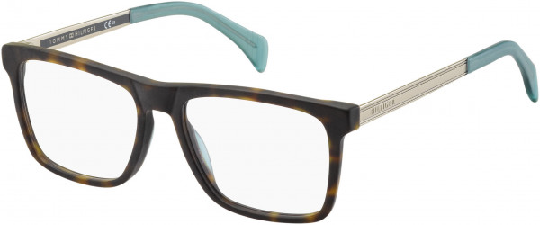 Tommy Hilfiger TH 1436 Eyeglasses, 0SFV Dark Havana Light Gold Semi Matt