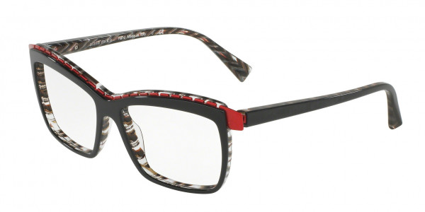 Alain Mikli A02018 Eyeglasses, 4249 TOP BLACK ON ZIG ZAG GREY RED (BLACK)
