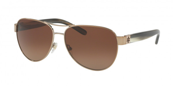 Tory Burch TY6051 Sunglasses, 3198T5 SHINY LIGHT GOLD METAL (GOLD)