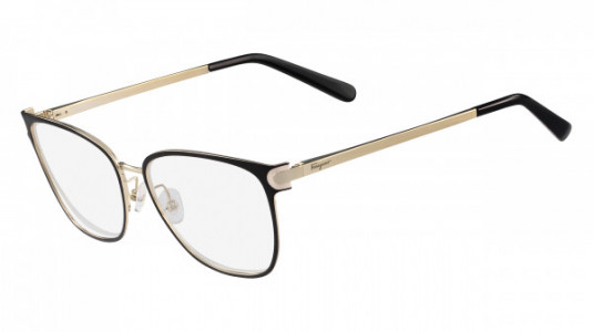 Ferragamo SF2150 Eyeglasses, (017) BLACK/SHINY GOLD
