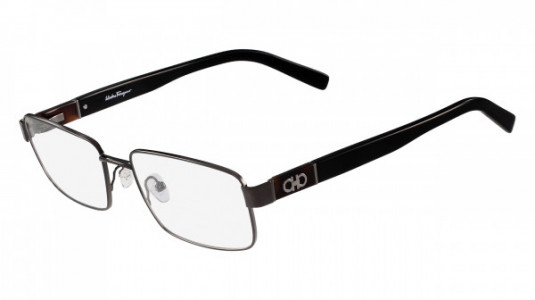 Ferragamo SF2152 Eyeglasses, (021) SHINY DARK GUN/BLACK