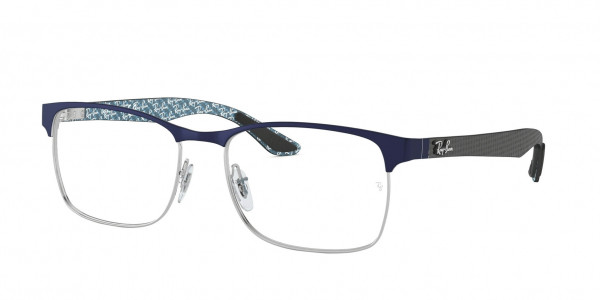 Ray-Ban Optical RX8416 Eyeglasses, 3016 MATTE BLUE ON SILVER (BLUE)