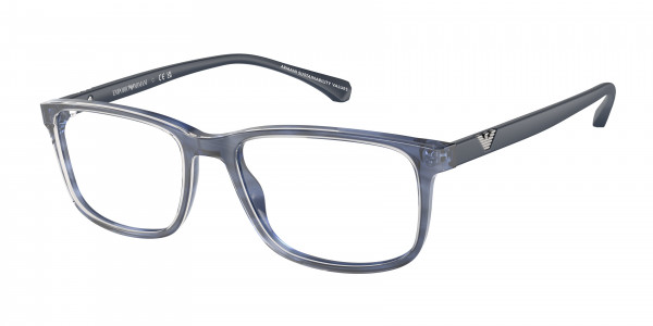 Emporio Armani EA3098 Eyeglasses, 6054 SHINY STRIPED BLUE (BLUE)