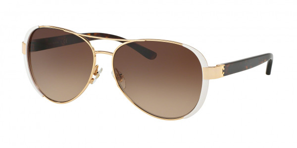 Tory Burch TY6052 Sunglasses, 320113 GOLD/WHITE (WHITE)