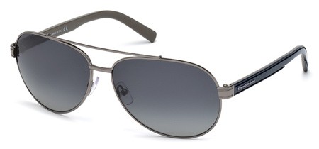 Ermenegildo Zegna EZ-0004 Sunglasses, 08D - Shiny Gumetal / Smoke Polarized