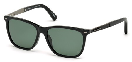 Ermenegildo Zegna EZ0023 Sunglasses, 01R - Shiny Black  / Green Polarized