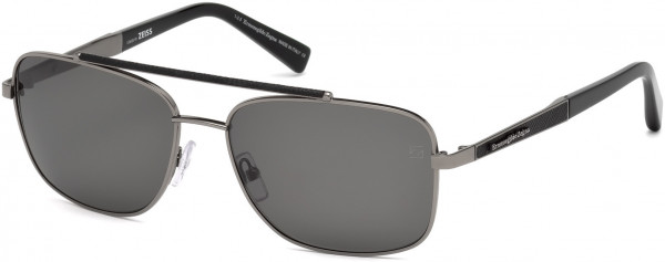 Ermenegildo Zegna EZ0036 Sunglasses, 12D - Shiny Dark Ruthenium, Shiny Black / Polarized Smoke